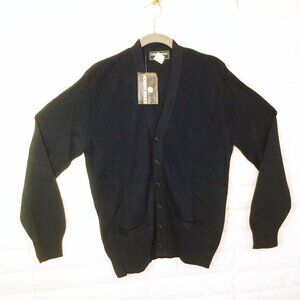 Vintage 70s Robert Bruce Rib Knit Cardigan Sweater USA-Unionmade Grandpa-M Navy